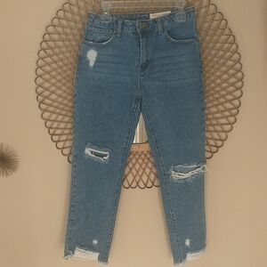 Wishlist Cropped Distressed Jeans Size Medium High Rise